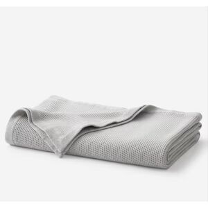 The Company Store Legends Hotel Garter Stitch Grey Cotton Blanket- Twin/Twin XL